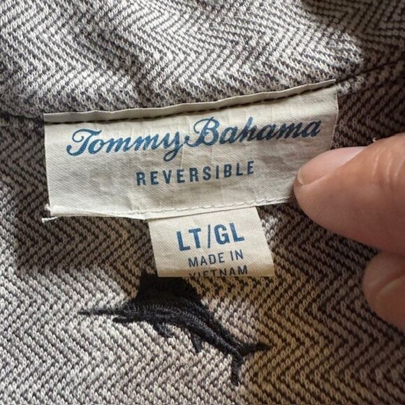 Tommy Bahama Reversible Gray / Charcoal Long Sleeve Zip Top in Size Large Tall - Picture 5 of 7